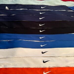 Nike Headband Lot of 13 Dri-Fit Tie Headbands Black White Blue Mint Red Orange